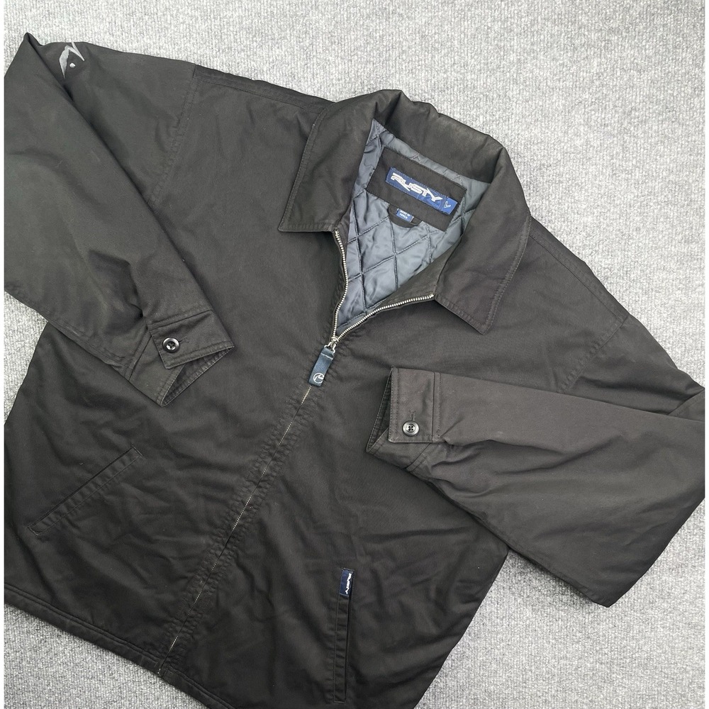 Vintage Rusty Quilted Jacket Mens L Black Workwear Korea